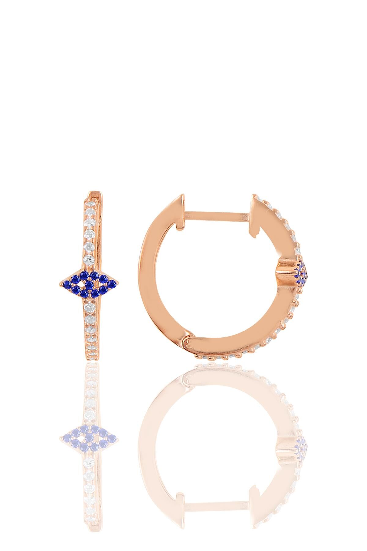 Gümüş rose safir taşlı eye gümüş halka küpe SGTL10709ROSE