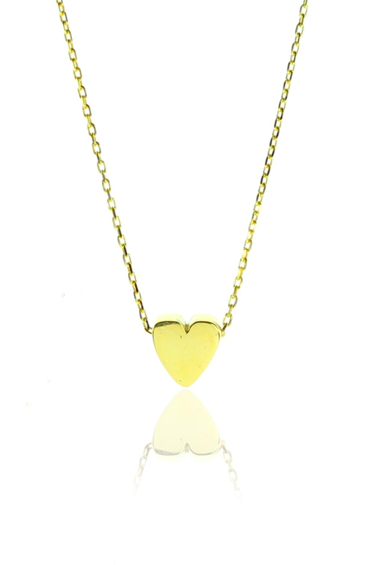 Gümüş yaldızlı üç boyutlu kalp kolye SGTL9326