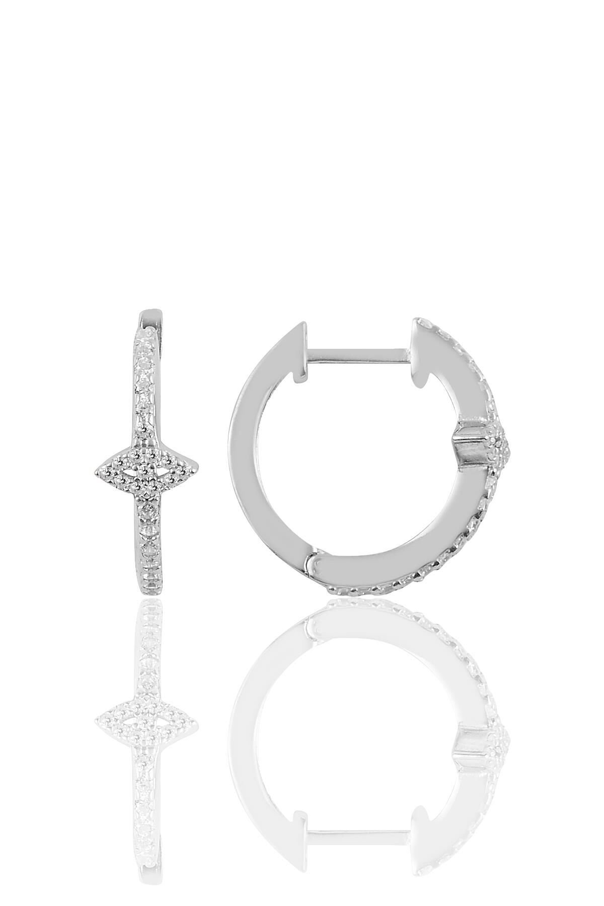 Gümüş rodyumlu zirkon taşlı eye gümüş halka küpe SGTL10710RODAJ