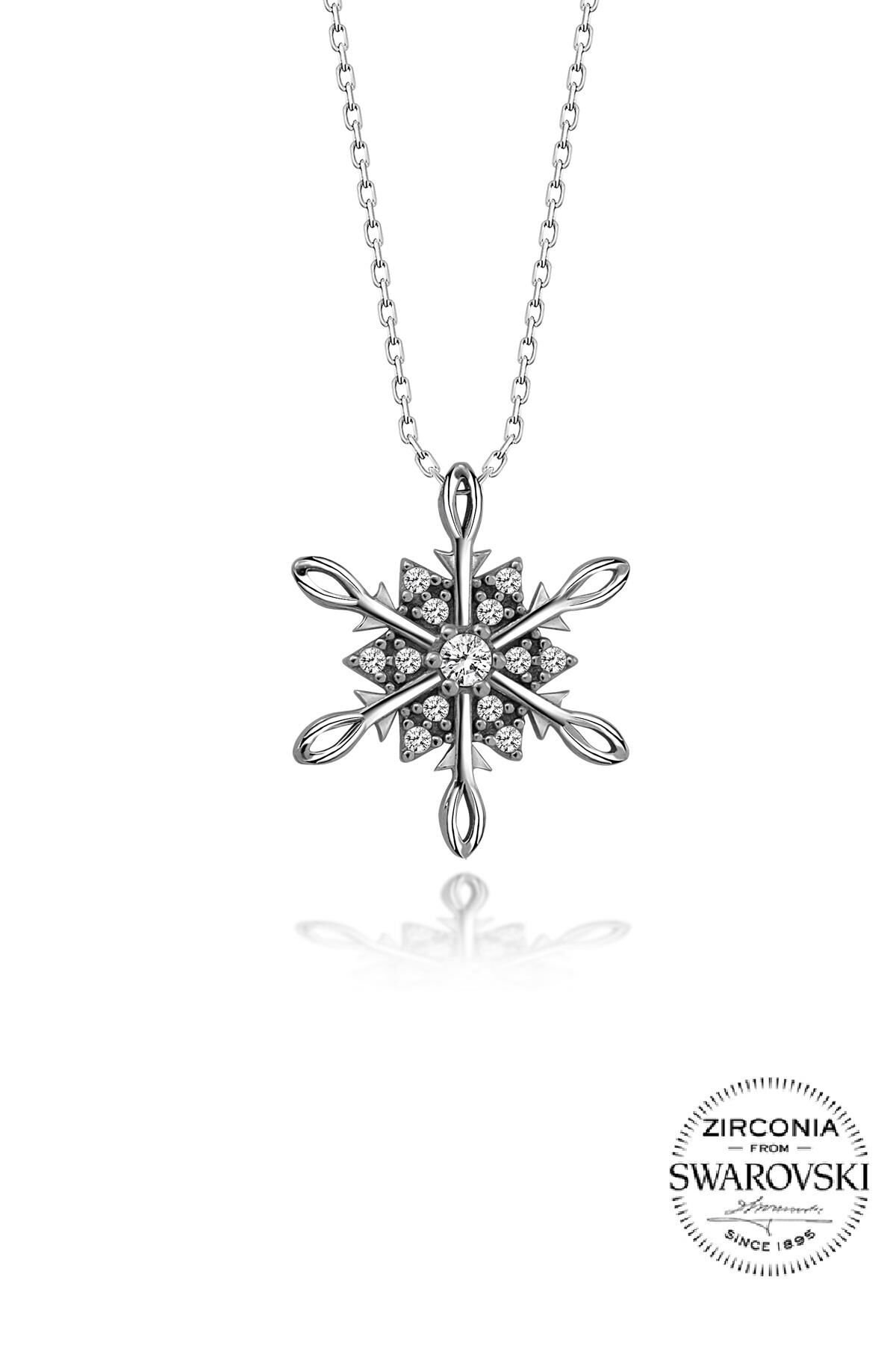 Gümüş Swarovski taşlı pırlanta modeli kartanesli kolye SGTL20540