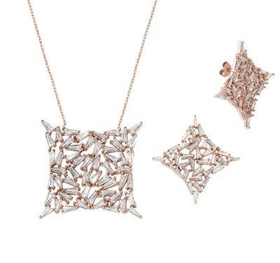 baget taşlı modern tasarımlı ikili set set8232