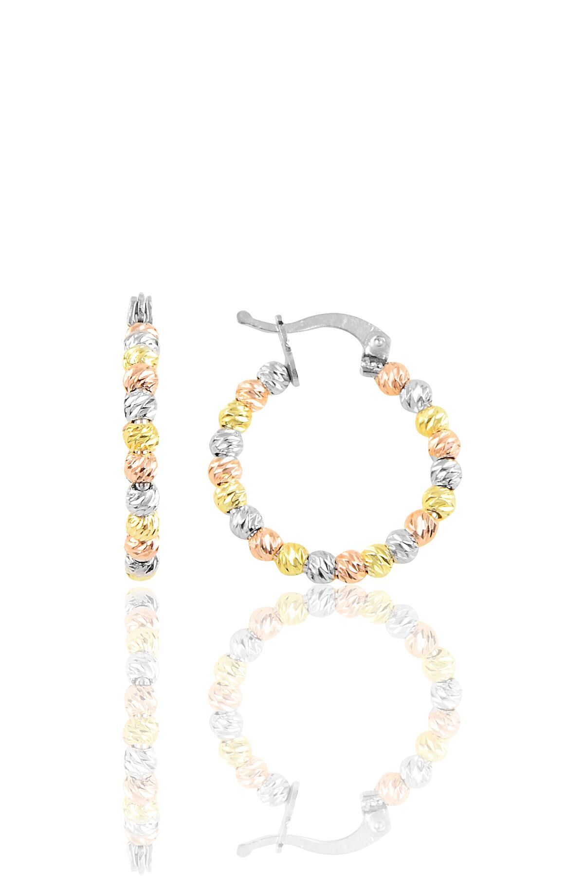 Gümüş  dorica halka küpe Renkli