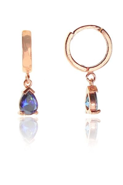 Gümüş rose halkalı damla taşlı küpe SGTL9338