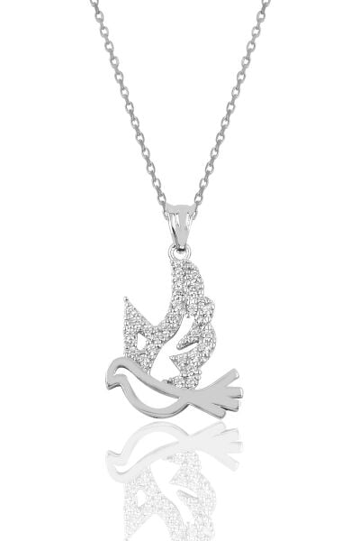 Gümüş taşlı güvercin kolye SGTL10001