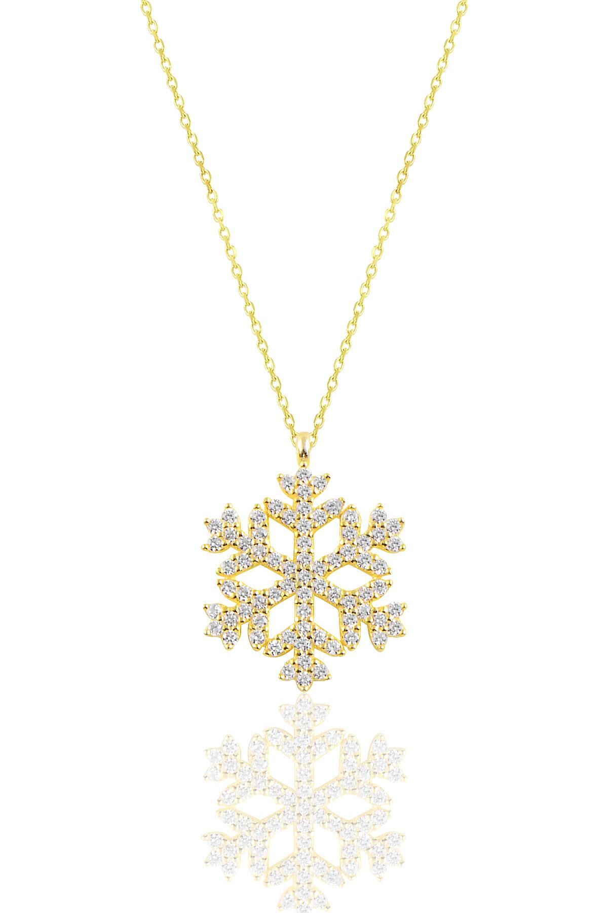 Gümüş altın yaldızlı gümüş kar tanesi kolye SGTL10713GOLD