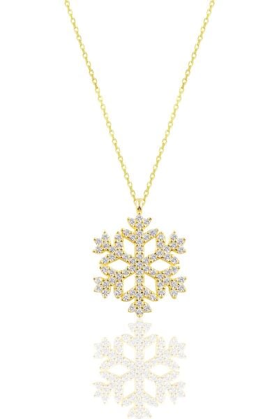 Gümüş altın yaldızlı gümüş kar tanesi kolye SGTL10713GOLD