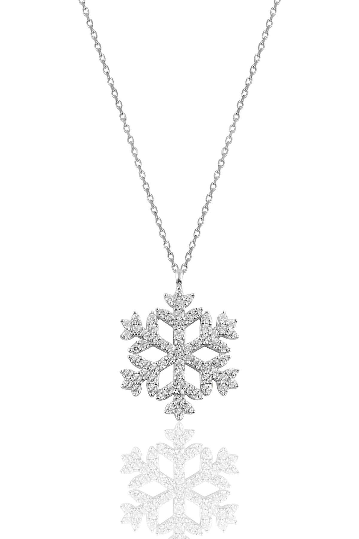 Gümüş rodyumlu gümüş kar tanesi kolye SGTL10713RODAJ