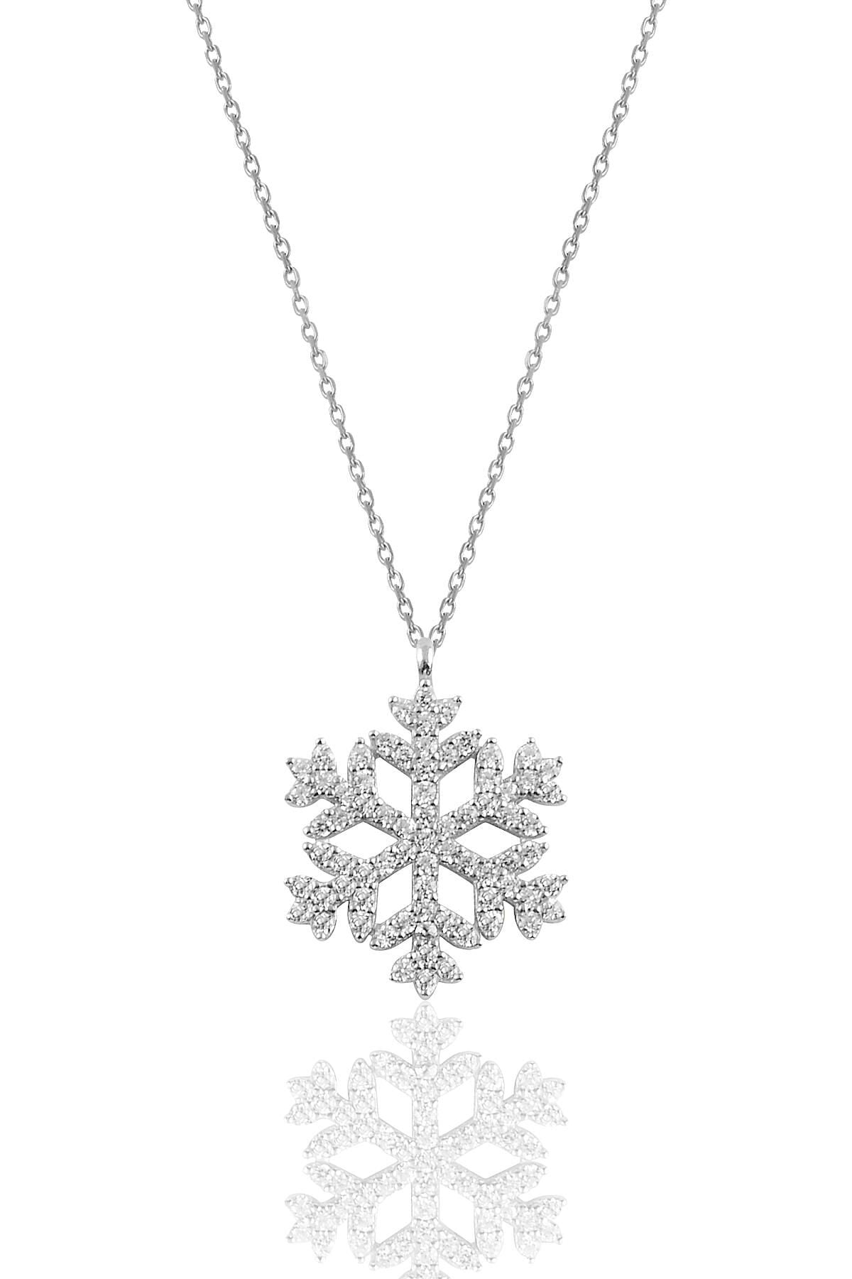 Gümüş rodyumlu gümüş kar tanesi kolye SGTL10713RODAJ