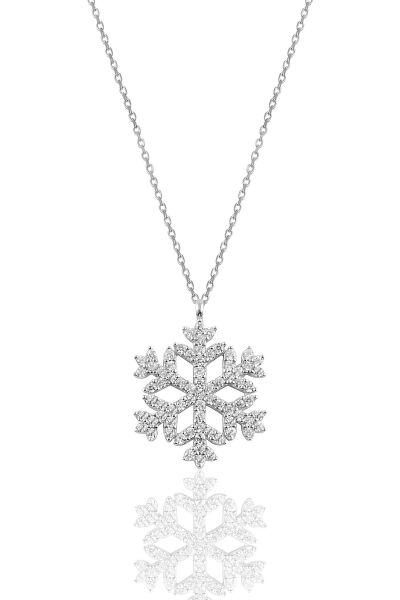 Gümüş rodyumlu gümüş kar tanesi kolye SGTL10713RODAJ
