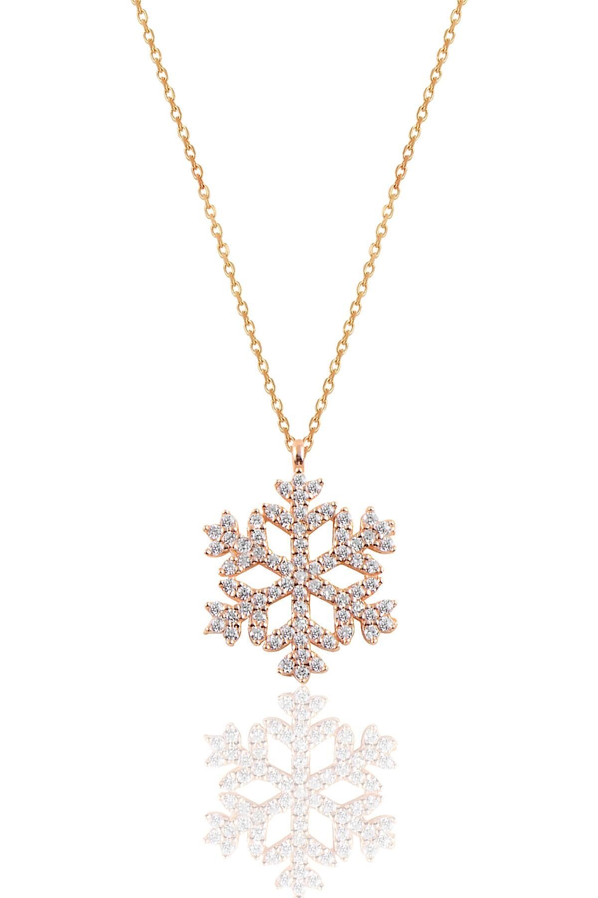 Gümüş rose gümüş kar tanesi kolye SGTL10713ROSE