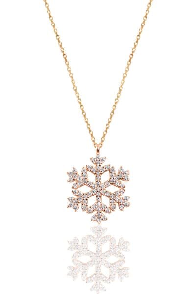 Gümüş rose gümüş kar tanesi kolye SGTL10713ROSE