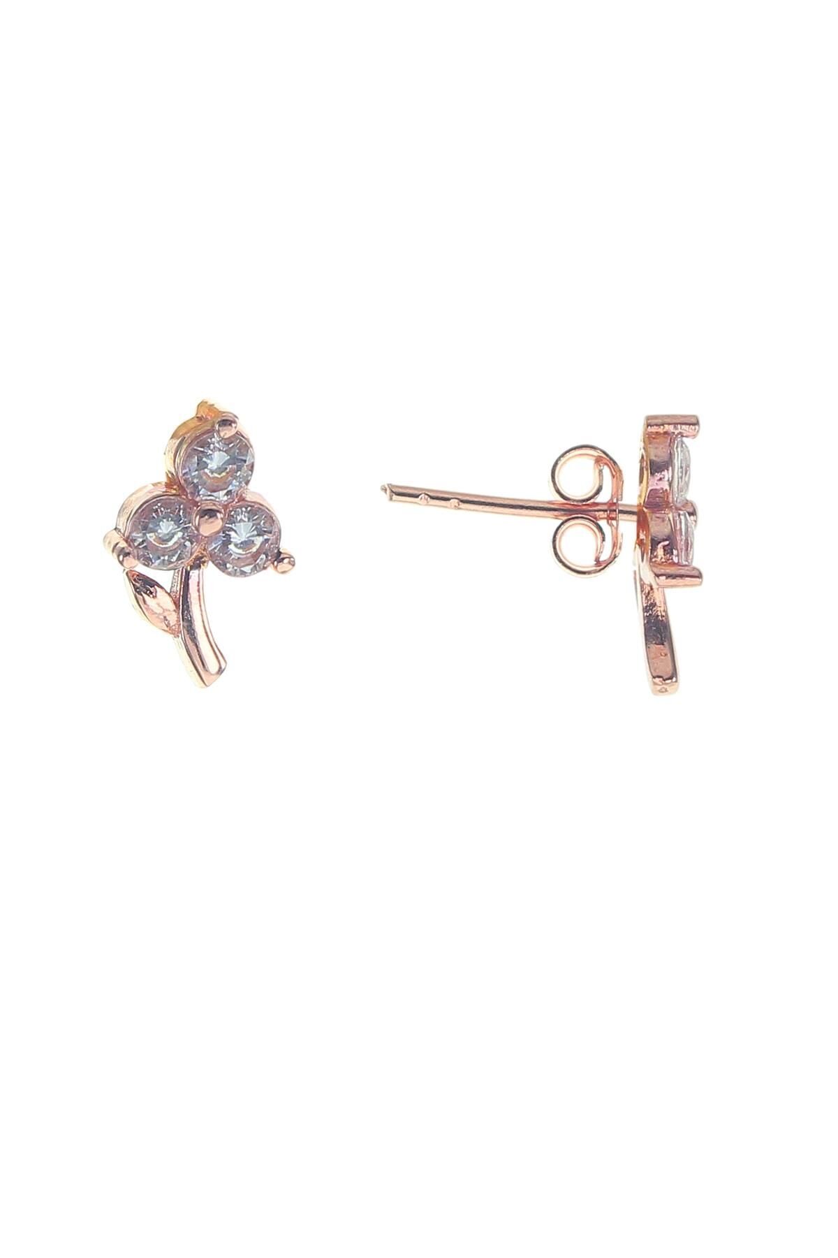 Gümüş zirkon taşlı minik çiçek küpe SGTL8681
