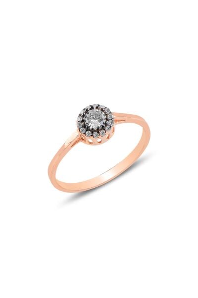 Gümüş rose elmas montürlü yuvarlak yüzük. SGTL11468ROSE