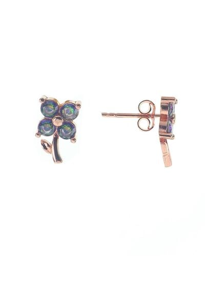 Gümüş mistik taşlı minik yonca küpe SGTL8683