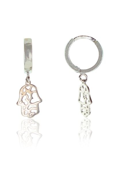 Gümüş fatma ana eli modeli halkalı küpe SGTL9350