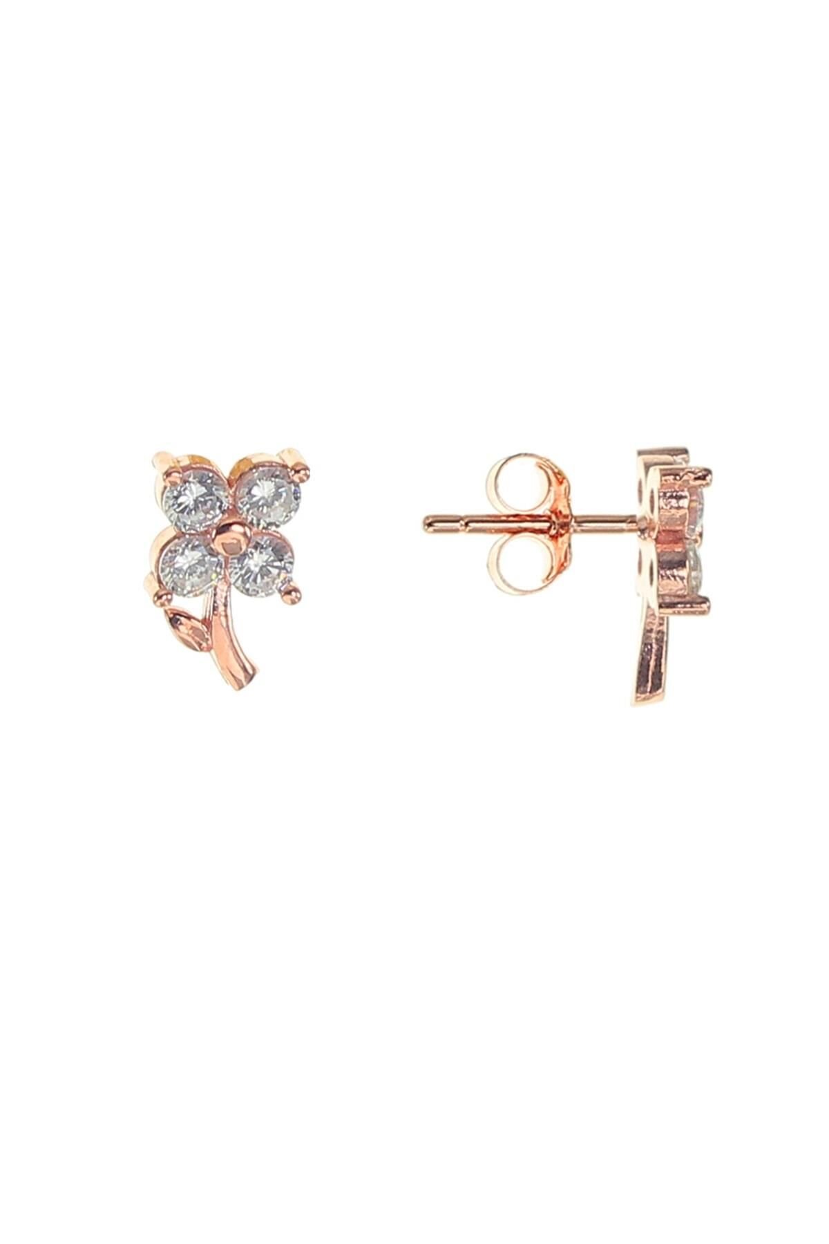 Gümüş zirkon taşlı minik yonca küpe SGTL8685