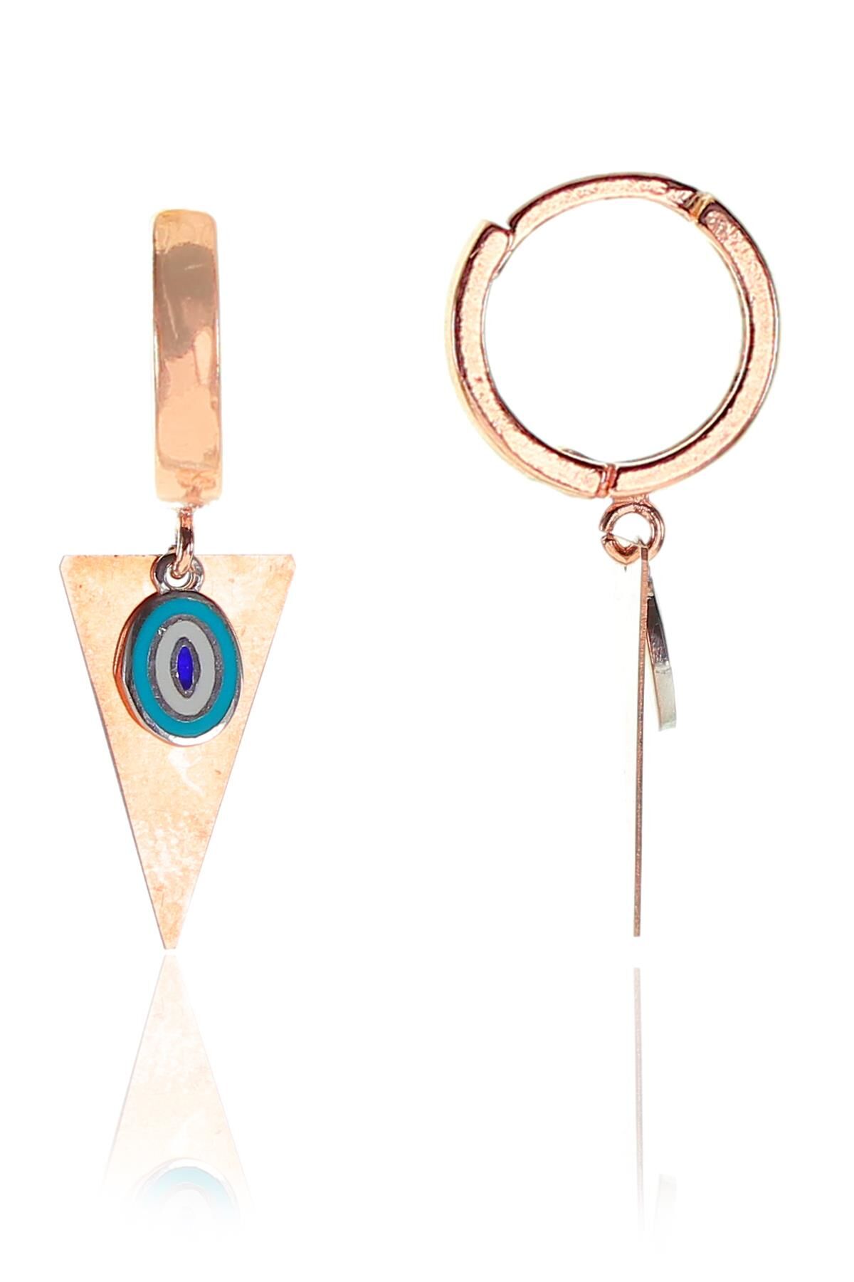 Gümüş mineli ve üçgen modeli halkalı küpe SGTL9352