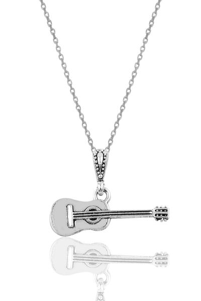 Gümüş oksitli gitar modeli kolye SGTL10011