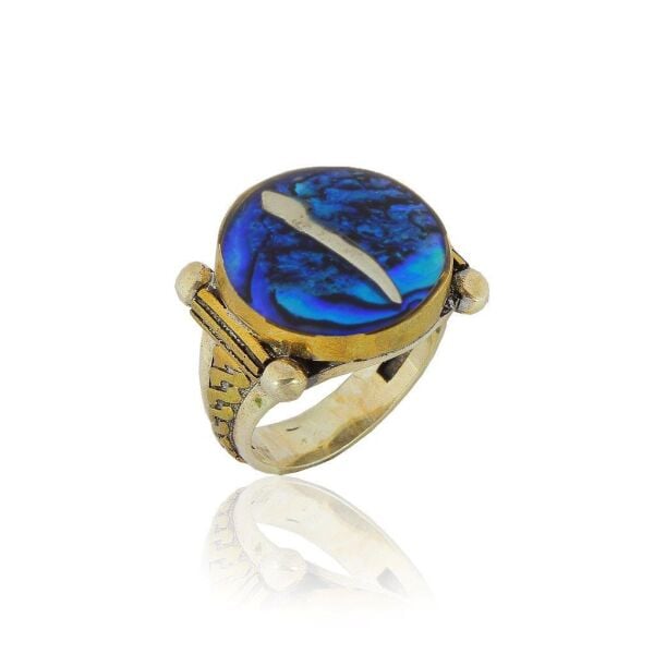 elif harfi okyanus sedefi taşlı erkek yüzüğü SGTL5455