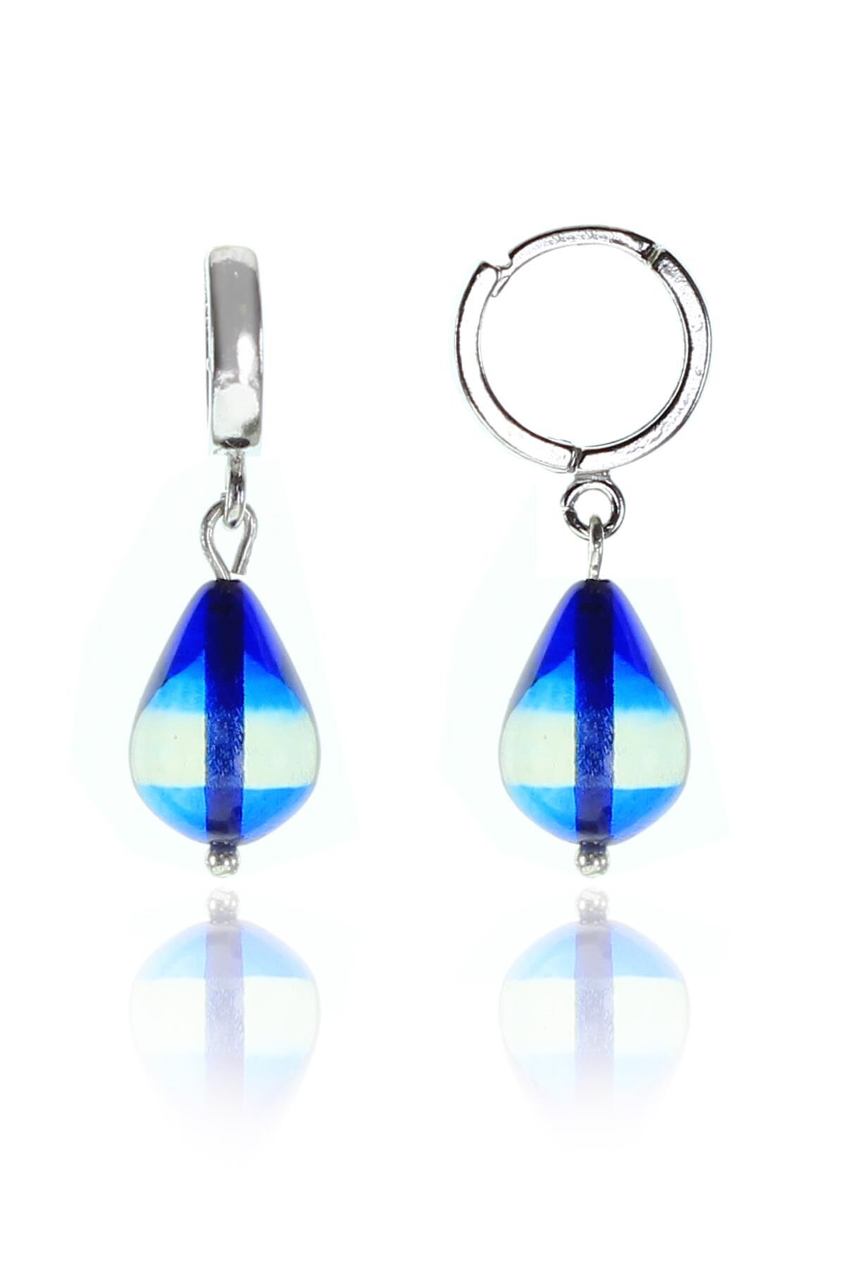 Gümüş damla modeli kehribar küpe SGTL9355