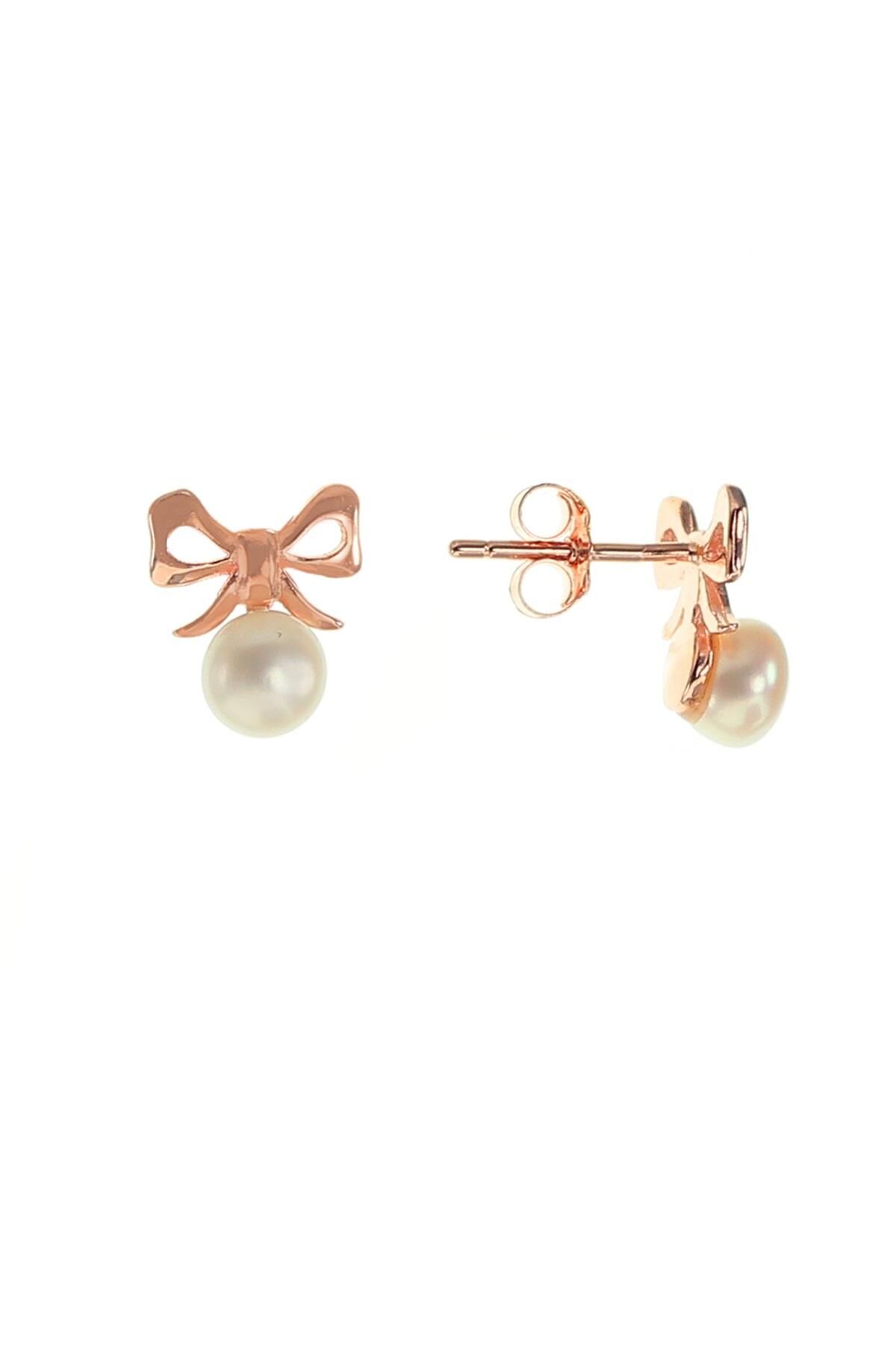 Gümüş mini inci taşlı fiyonk küpe SGTL8690