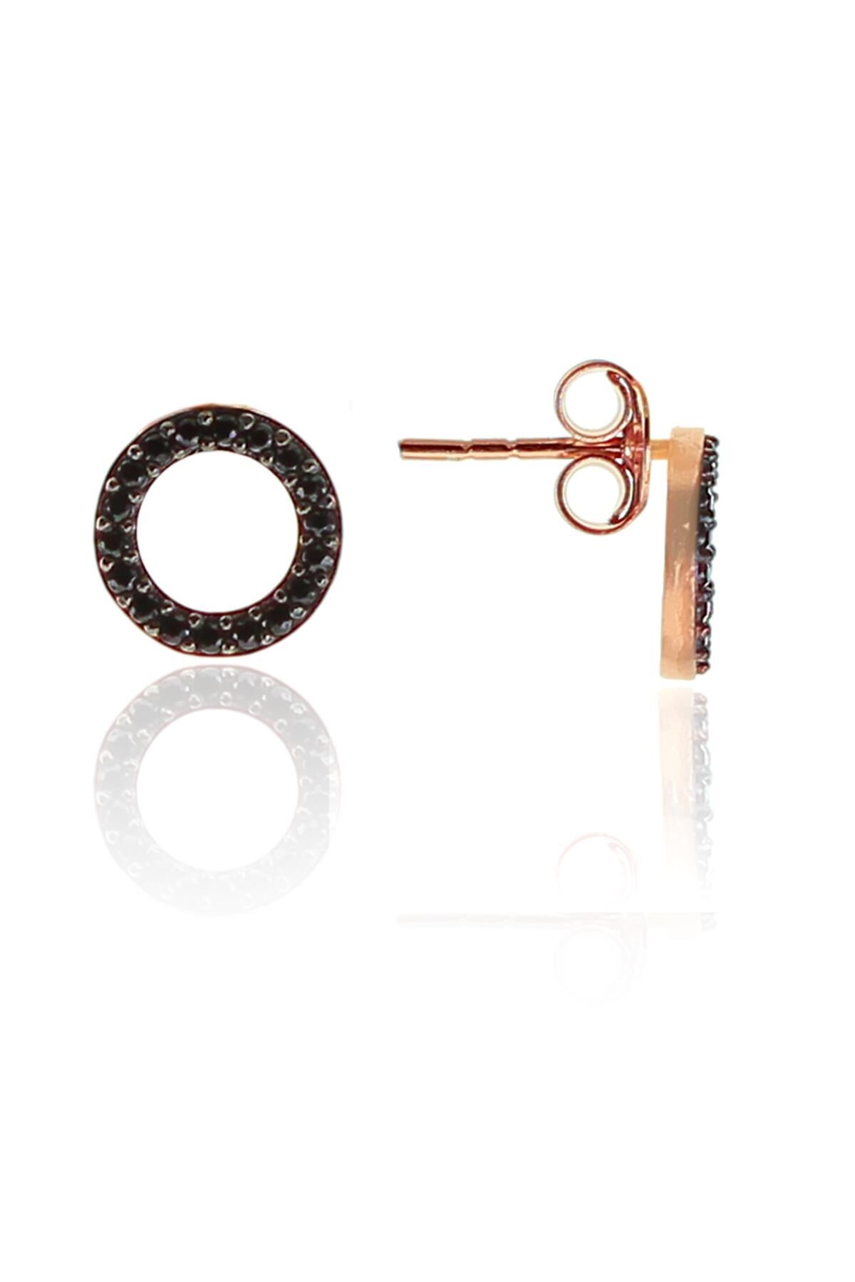 Gümüş siyah taşlı halka küpe SGTL9370