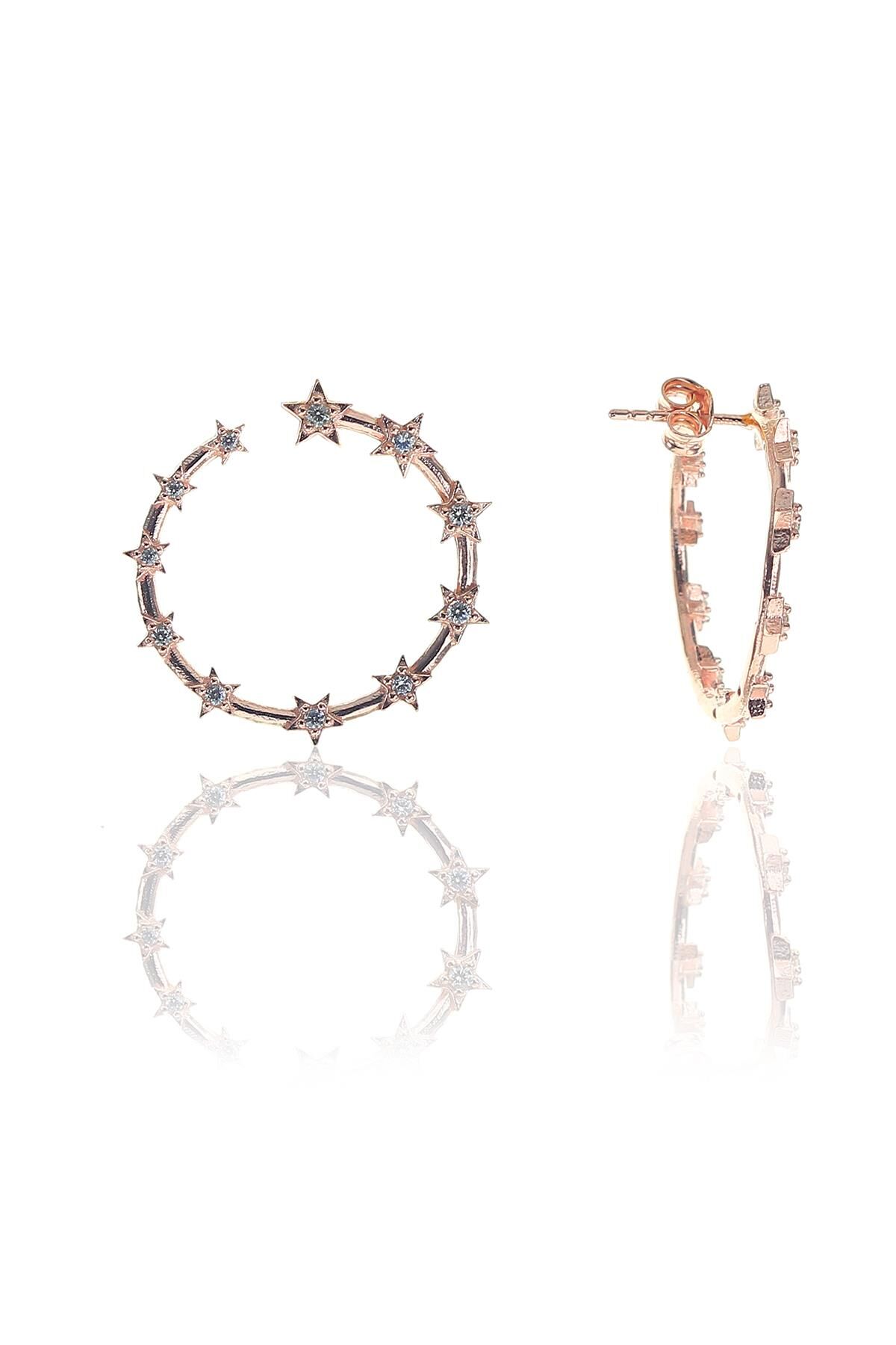 Gümüş halkalı yıldızlar küpesi SGTL8708