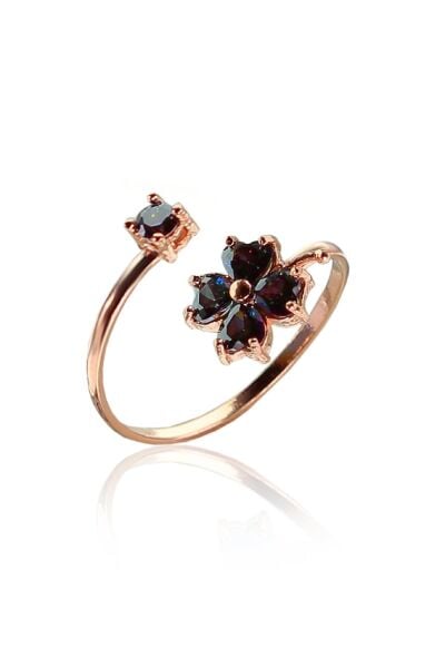 Gümüş mistik taşlı yonca modeli ayarlamalı yüzük SGTL9386