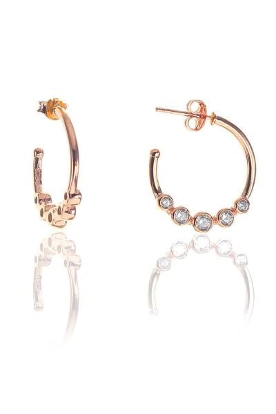 Gümüş zirkon taşlı yarım halkalı küpe SGTL8709