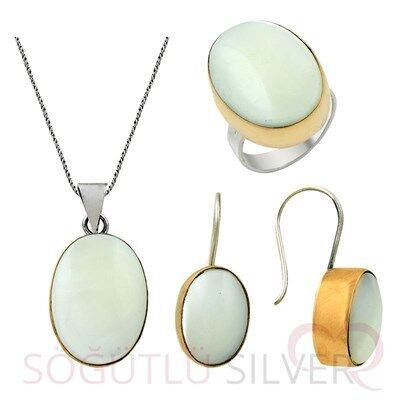 Sedef taşlı otantik üçlü set set8398