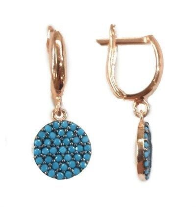 nano turkuaz taşlı  küpe kupe8357