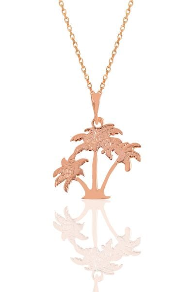 Gümüş rose üçlü palmiye kolye SGTL11115ROSE