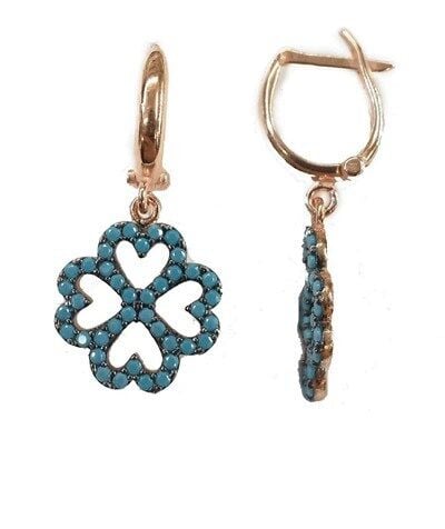 nano turkuaz taşlı yonca küpe kupe83565