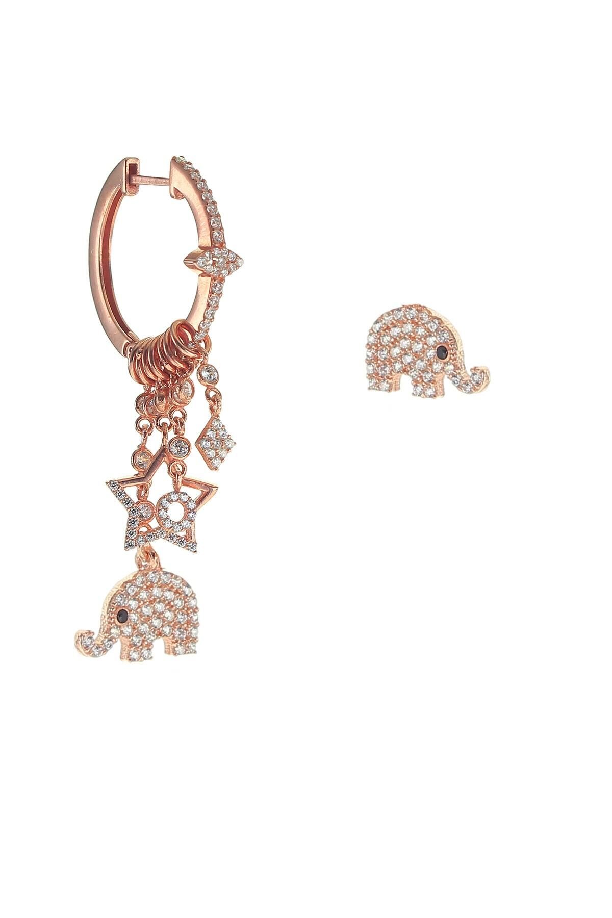 Gümüş fil modeli şans küpe SGTL8714