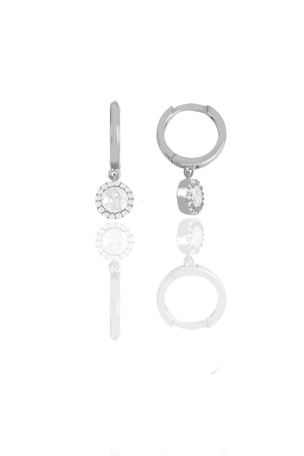 Gümüş rodyumlu zirkon taşlı pırlanta montür küpe SGTL11546RODAJ