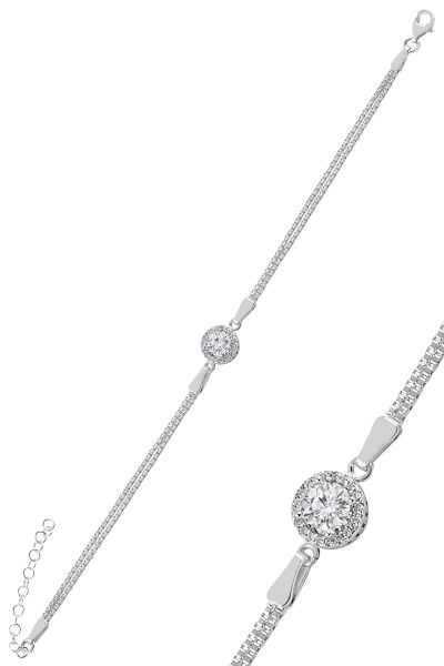 Gümüş zirkon taşlı yuvarlak pırlanta montürlü gümüş üçlü set SGTL10724RODAJ