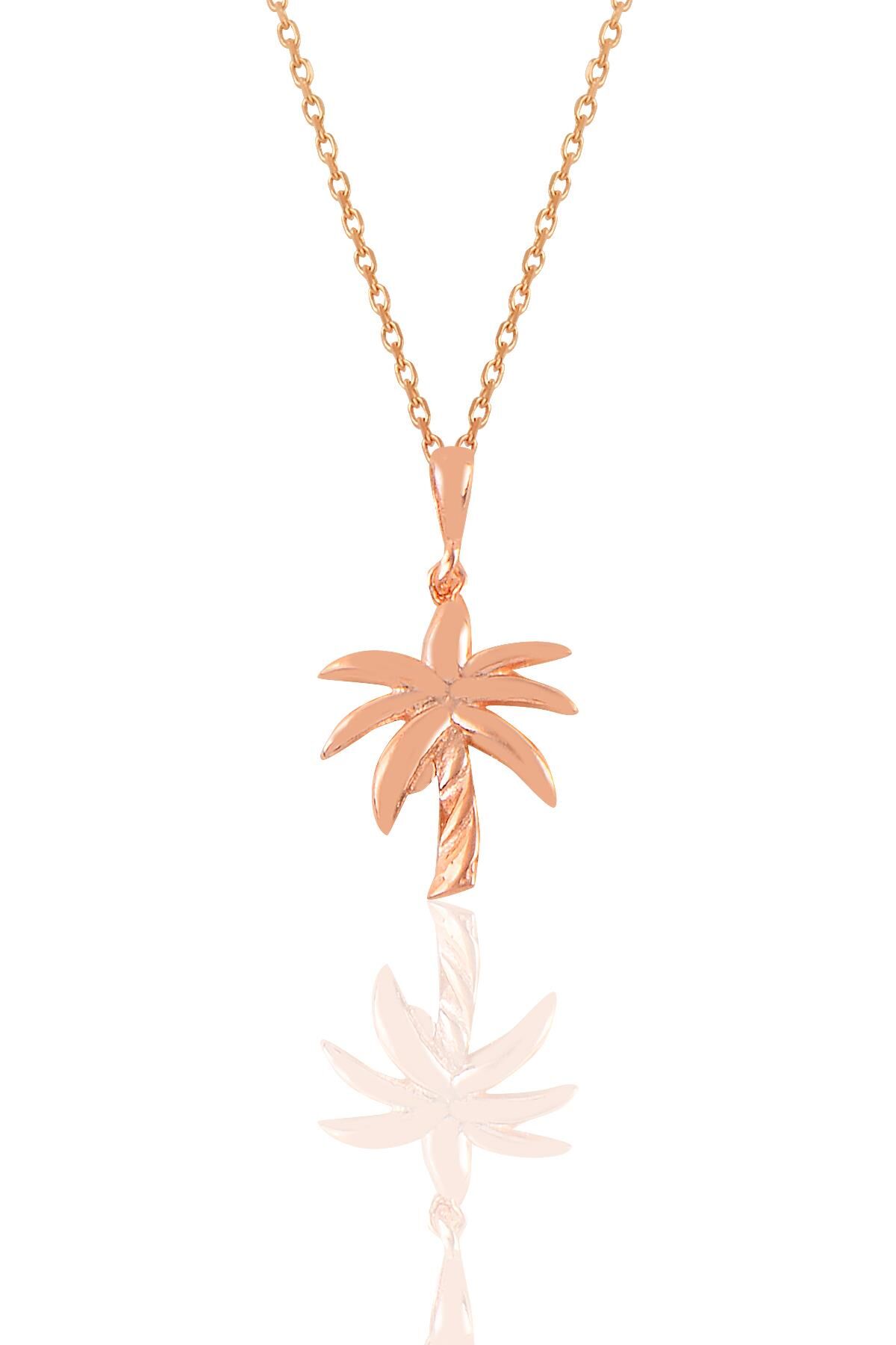 Gümüş rose palmiye kolye SGTL11114ROSE