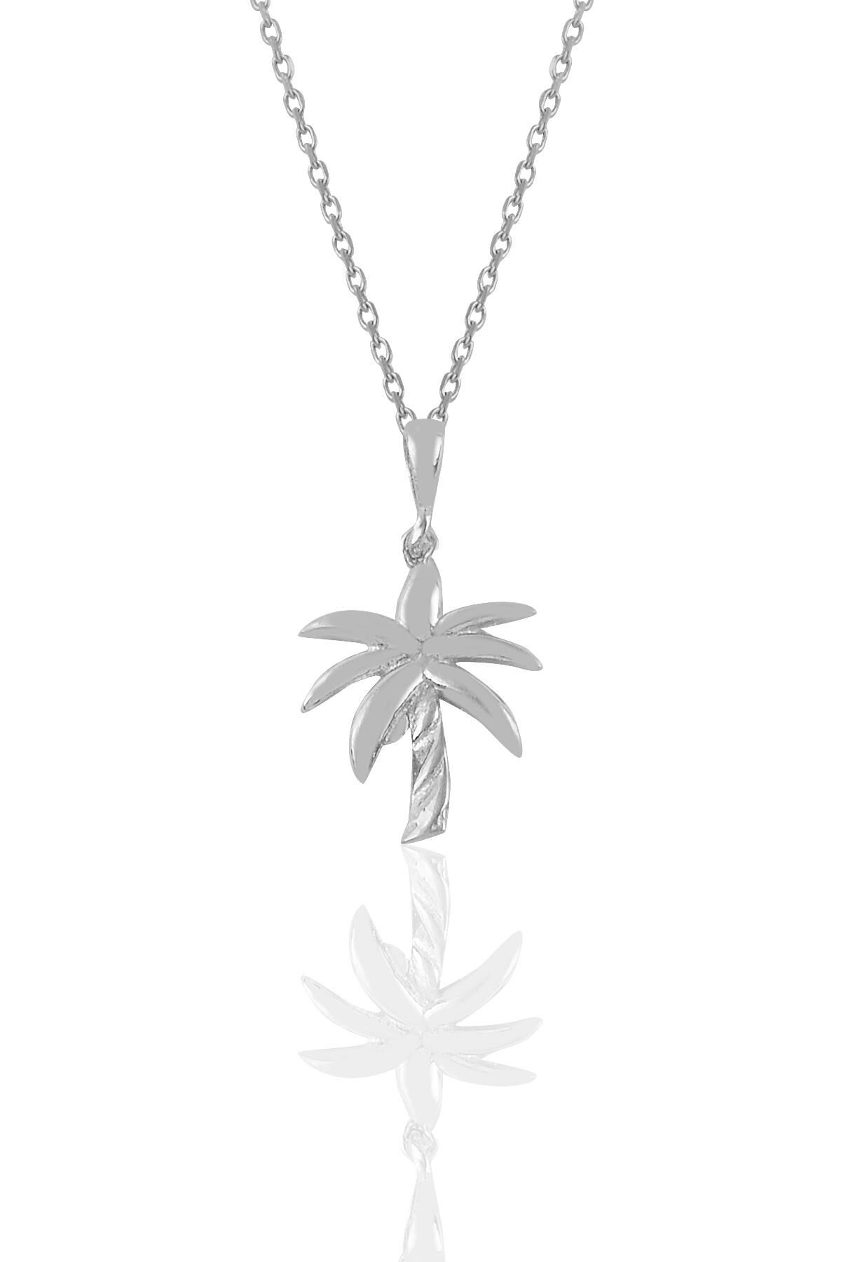 Gümüş rodyumlu palmiye kolye SGTL11114RODAJ