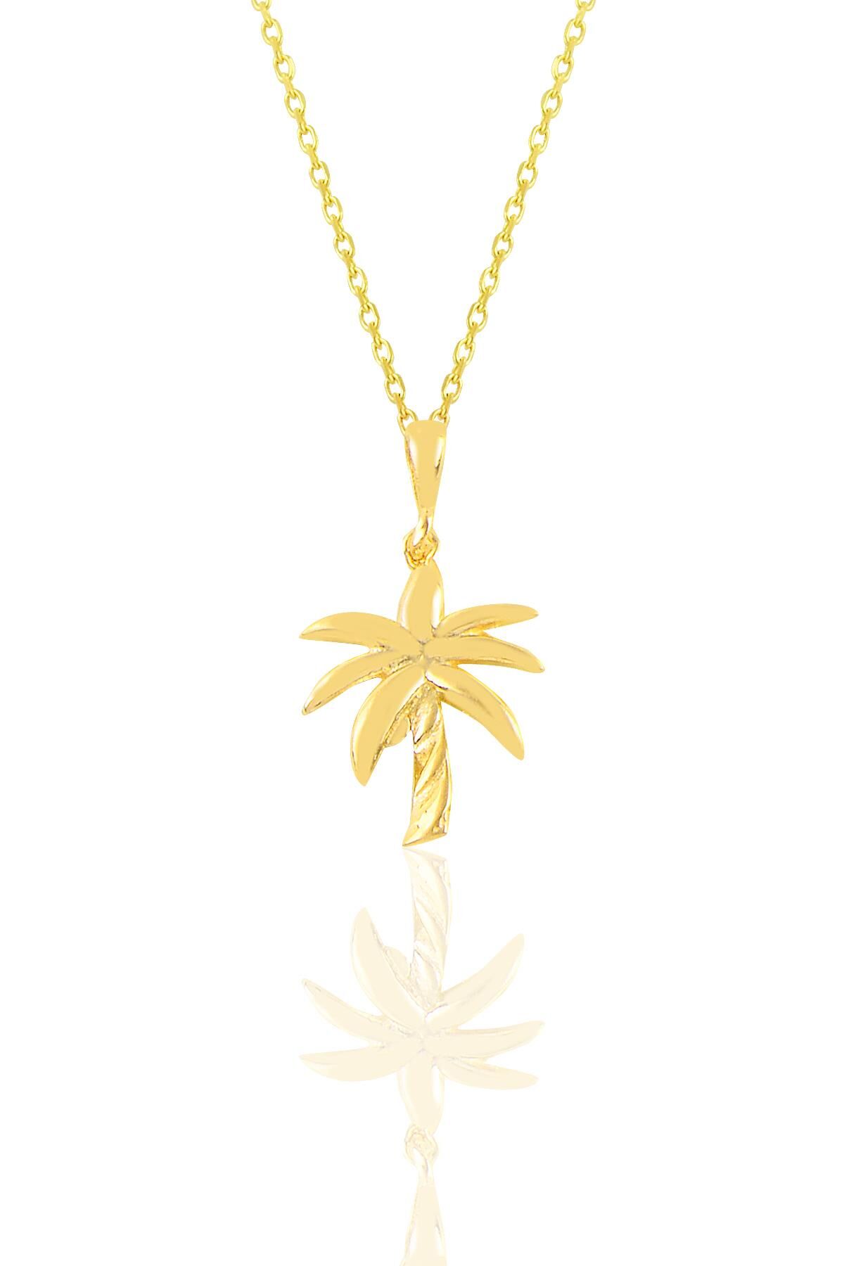 Gümüş altın yaldızlı palmiye kolye SGTL11114GOLD