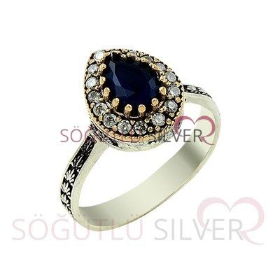 kök safir taşlı otantik üçlü set set8389