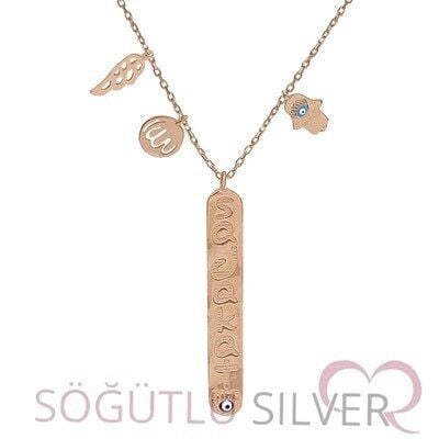 rose sadakat yazılı dilek  kolyesi KOLYE5140