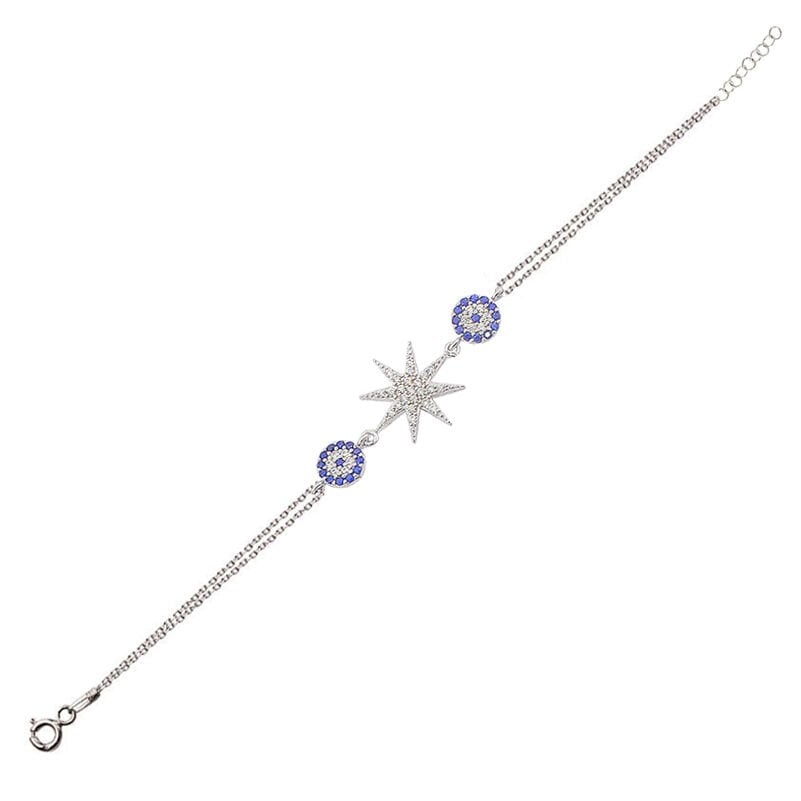 kutup yıldızı ve nazarlı rodyumlu bileklik SGTL2917