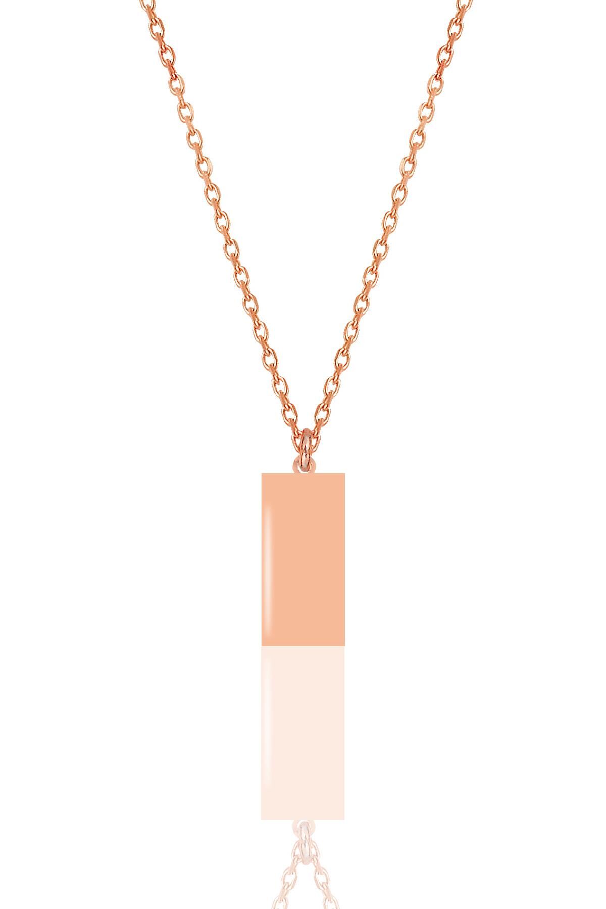 Gümüş rose diktörtgen kolye SGTL12015ROSE