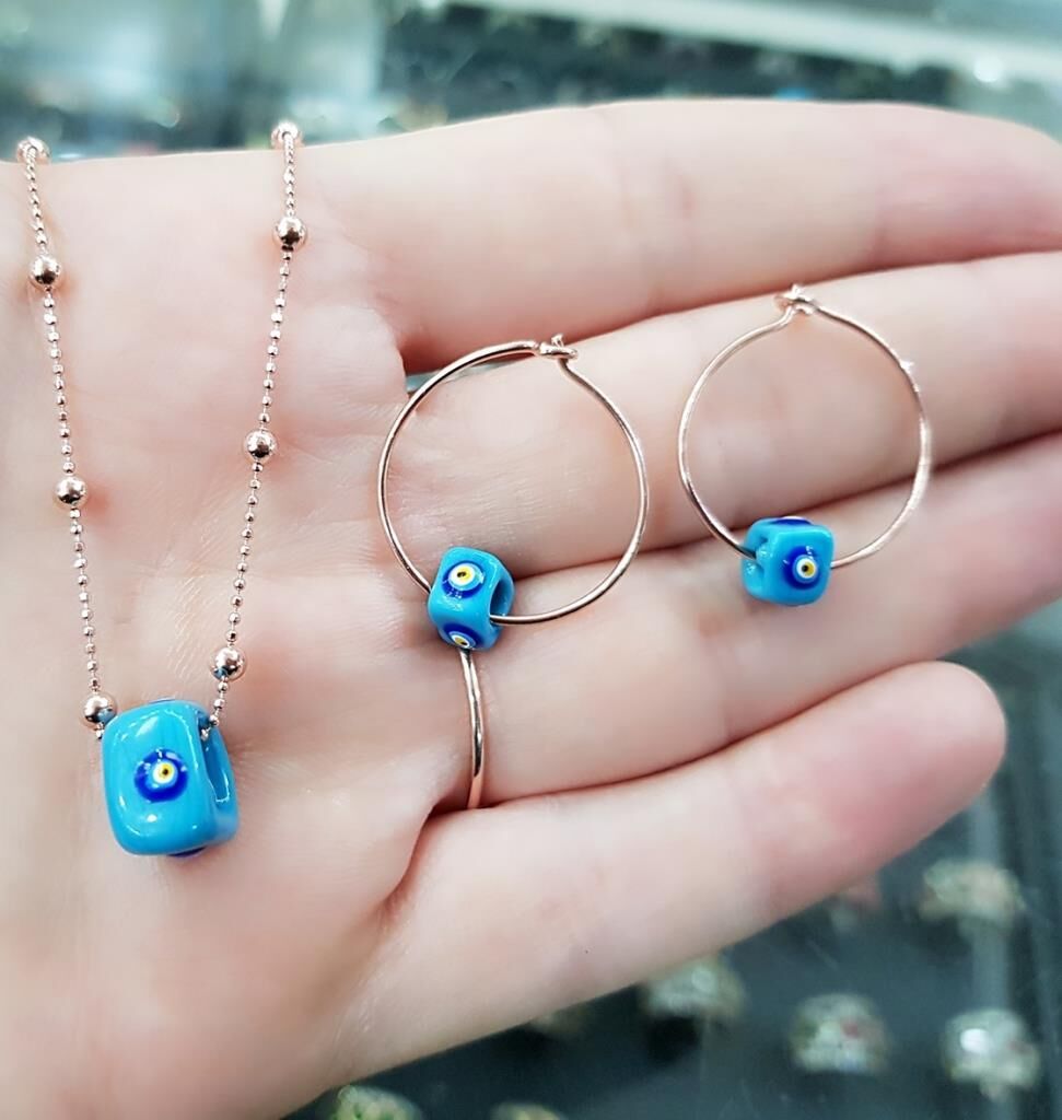 Nazar Boncuklu Kolye ve Küpe SGTL7238