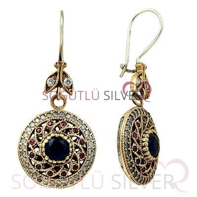 Kök safir ve zirkon taşlı otantik üçlü set set8382