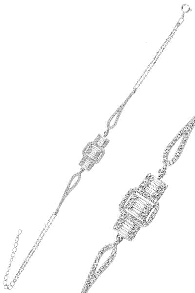 Gümüş rodyumlu zirkon baget taşlı bileklik. SGTL10738RODAJ