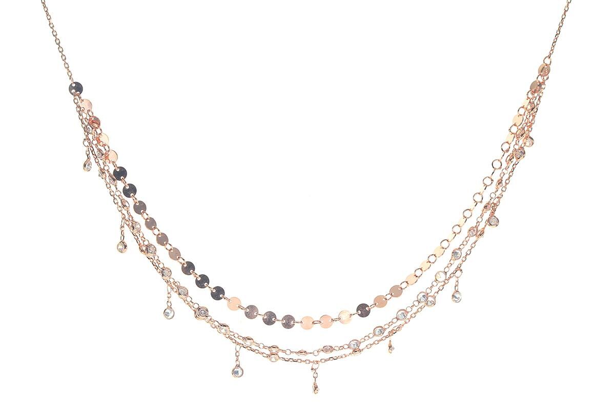 Gümüş üç katlı choker kolye SGTL8742