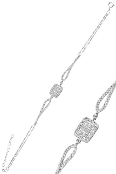 Gümüş rodyumlu zirkon baget taşlı bileklik. SGTL10739RODAJ