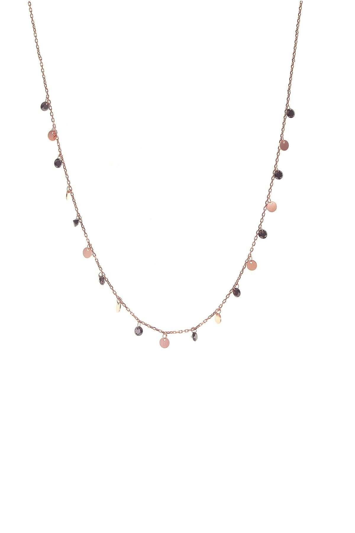 Gümüş pullu ve onix taşlı kolye SGTL8746