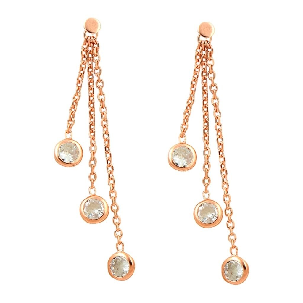 Gümüş rose zirkon taşlı sallamalı küpe SGTL1660